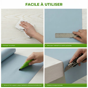 Rouleau adhésif décoratif Vinyle au Mètre - Bleu poudre - Sticker Lavable Imperméable Mur Cuisine Meubles