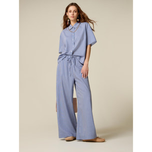 Oltre - Pantaloni palazzo fil à fil - Blu