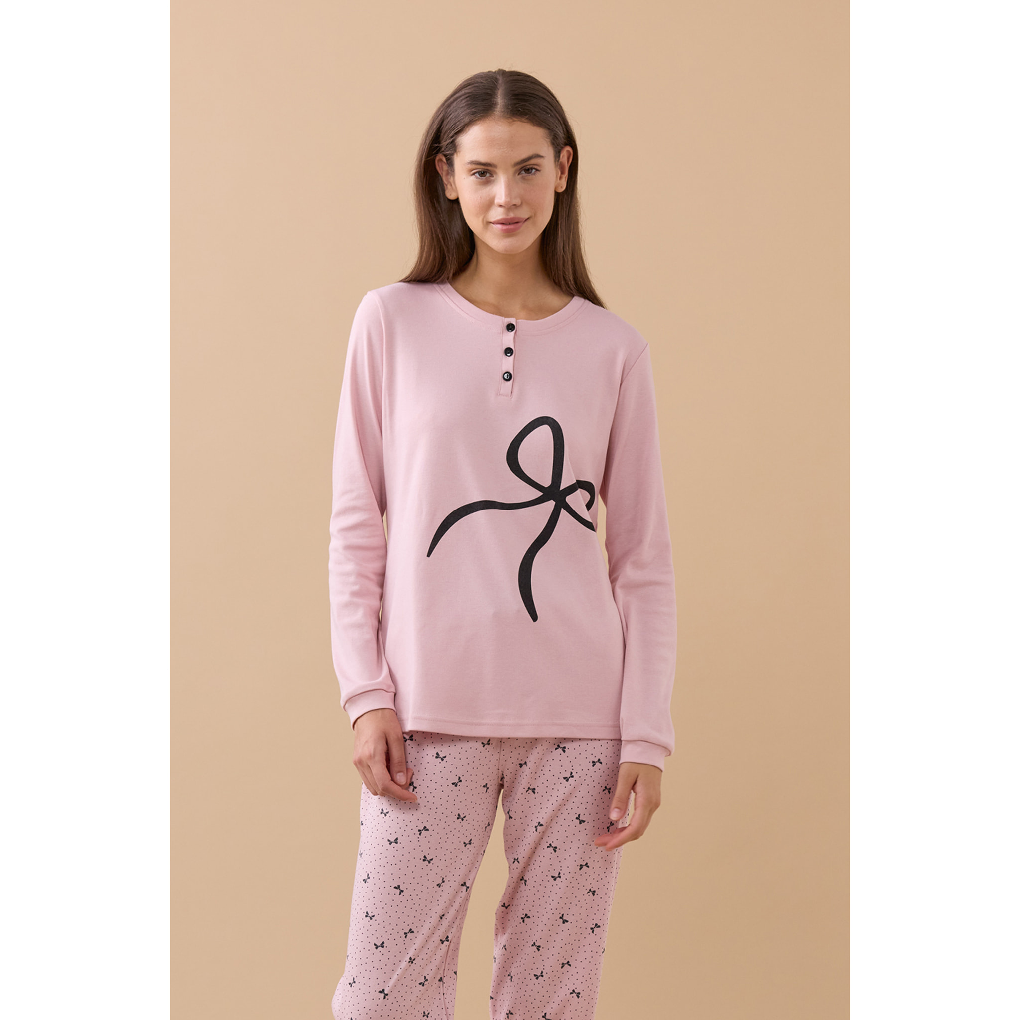 Pigiama donna invernale in caldo cotone articolo big fiocco. Noidinotte