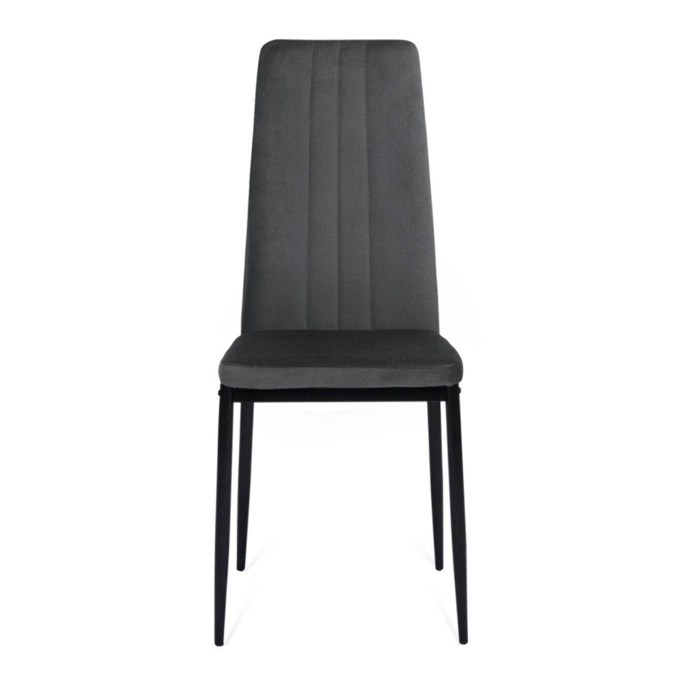 Chaises Jade en velours et pieds noirs - Gris anthracite