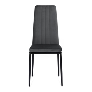 Chaises Jade en velours et pieds noirs - Gris anthracite