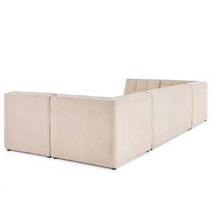 Ellie - canapé modulable panoramique 7 places en velours texturé - Beige