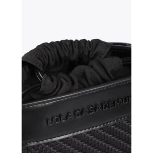 Borsa a tracolla combinata in tessuto e similpelle