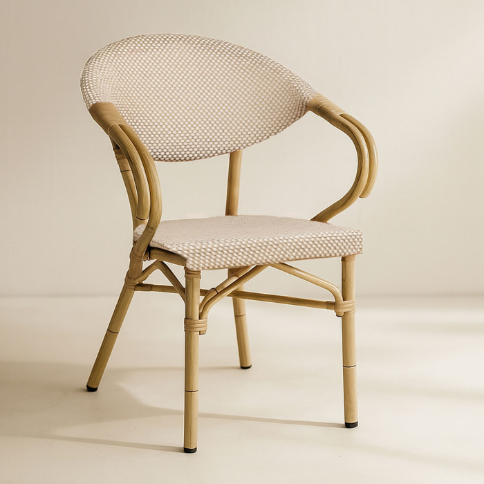 Lot de 2 fauteuils de table extérieur en aluminium effet rotin beige AMALFI