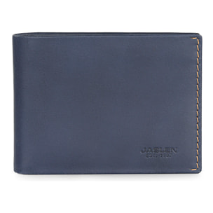 Cartera Hombre Piel Jaslen Lyon Azul Marino-Camel