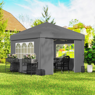 Tonnelle barnum pop-up pliant 2,98L x 2,98l x 2,75H m sacs de lestage et transport inclus anthracite