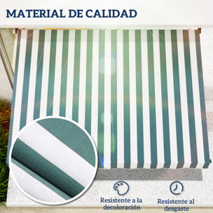 Toldo Manual Retráctil 2x1,5 m Toldo Exterior Terraza Enrollable Altura Ajustable con Manivela 170-280 cm Sin Taladro para Balcón Jardín Verde y Blanco