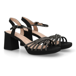 Sandalia tacón elegante fiesta con brillo