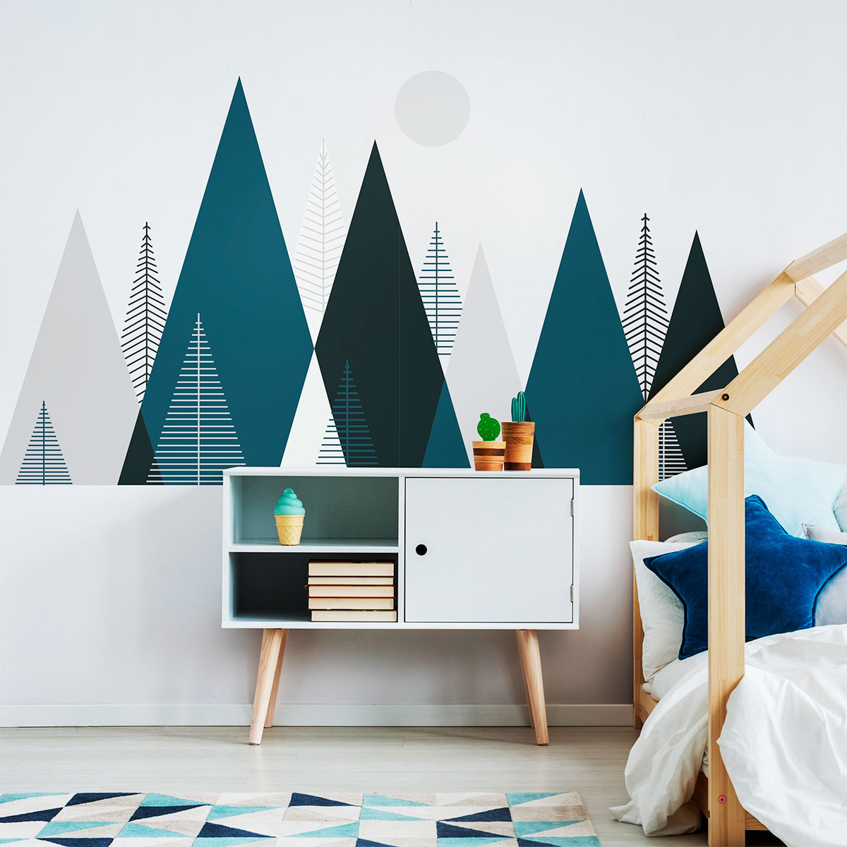 Stickers muraux enfants - Décoration chambre bébé - Autocollant Sticker mural géant enfant montagnes scandinaves ARTIKA