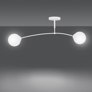 Lampada a sospensione PREGOS in acciaio bianco e vetro