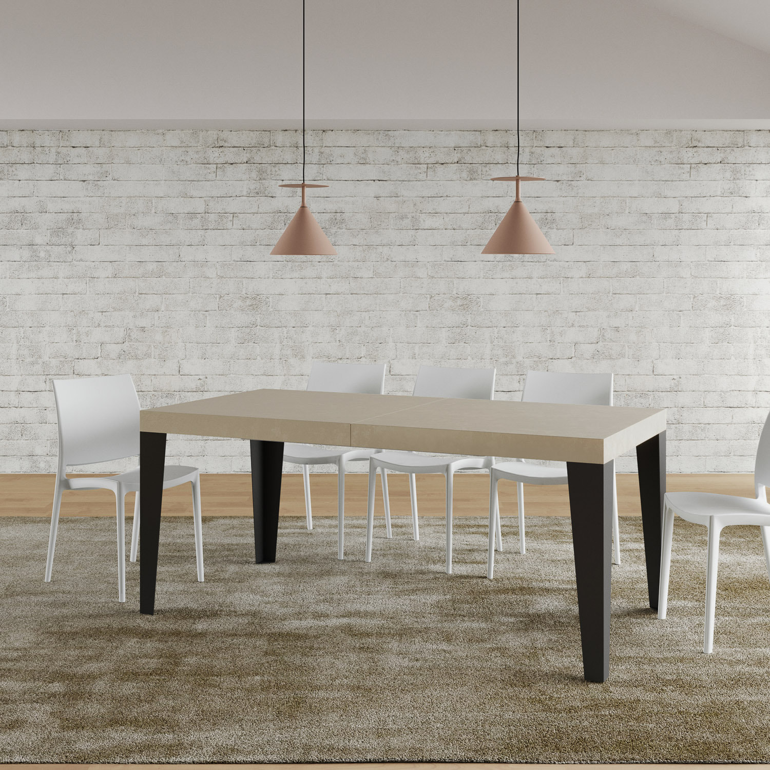 Mesa extensible 90x200/460cm Flame cachemira patas antracita