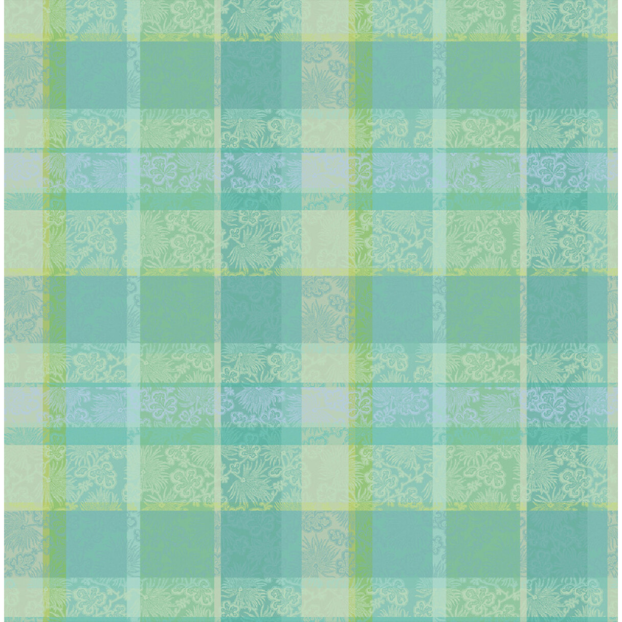 Nappe pur coton motif jacquard vert Mille venusta aqua