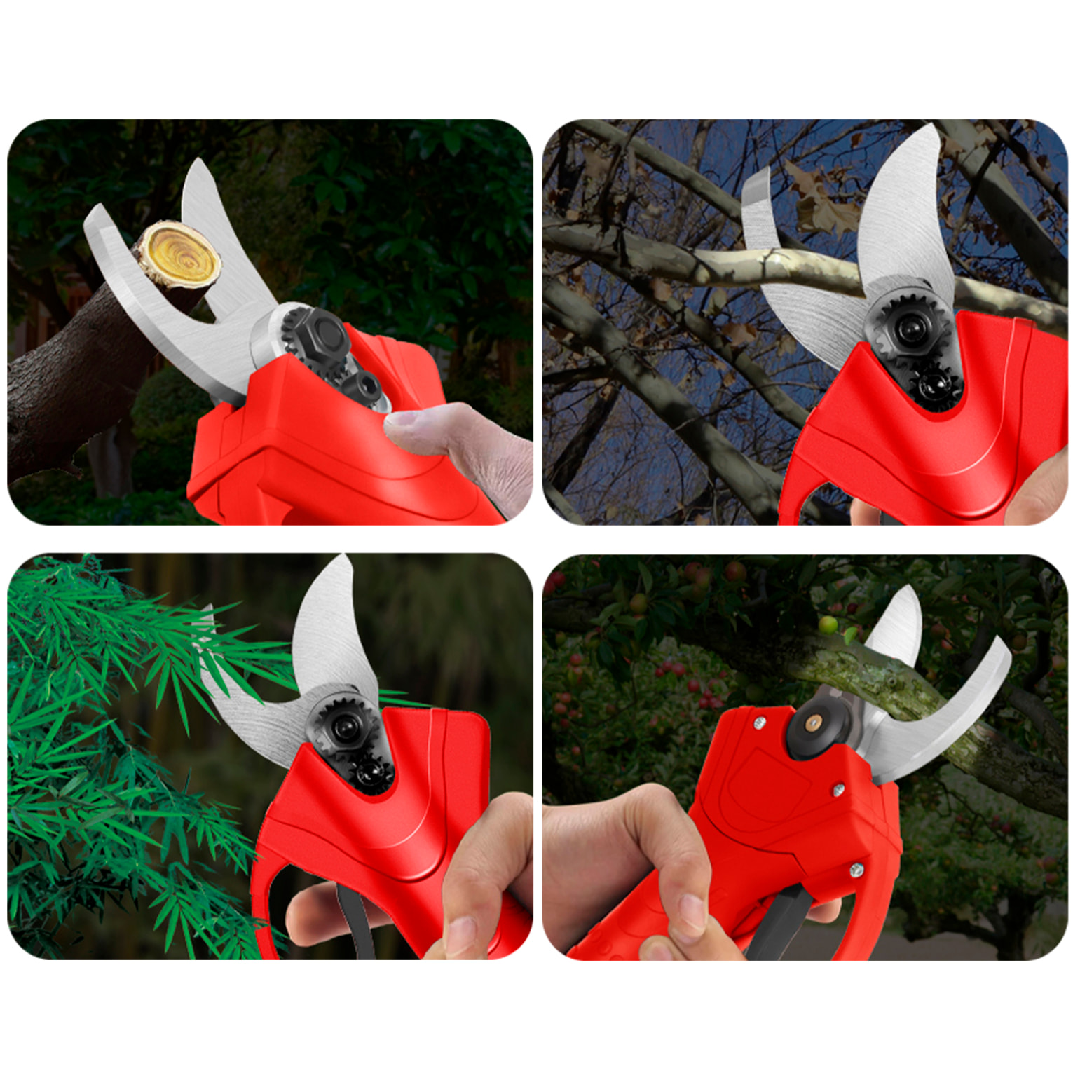 Tijeras de poda eléctricas 21V, 25mm de corte con 500W y DOBLE BATERIA 7500mAh.