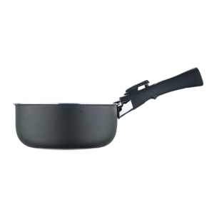 juego de 3 cazos ø16ø18ø20cm aluminio prensado y heat dot + mango desmontable negro