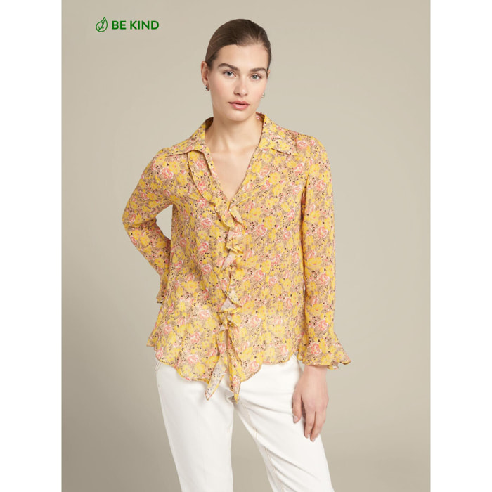 Elena Mirò - Camisa estampada de viscosa ecológica - Amarillo