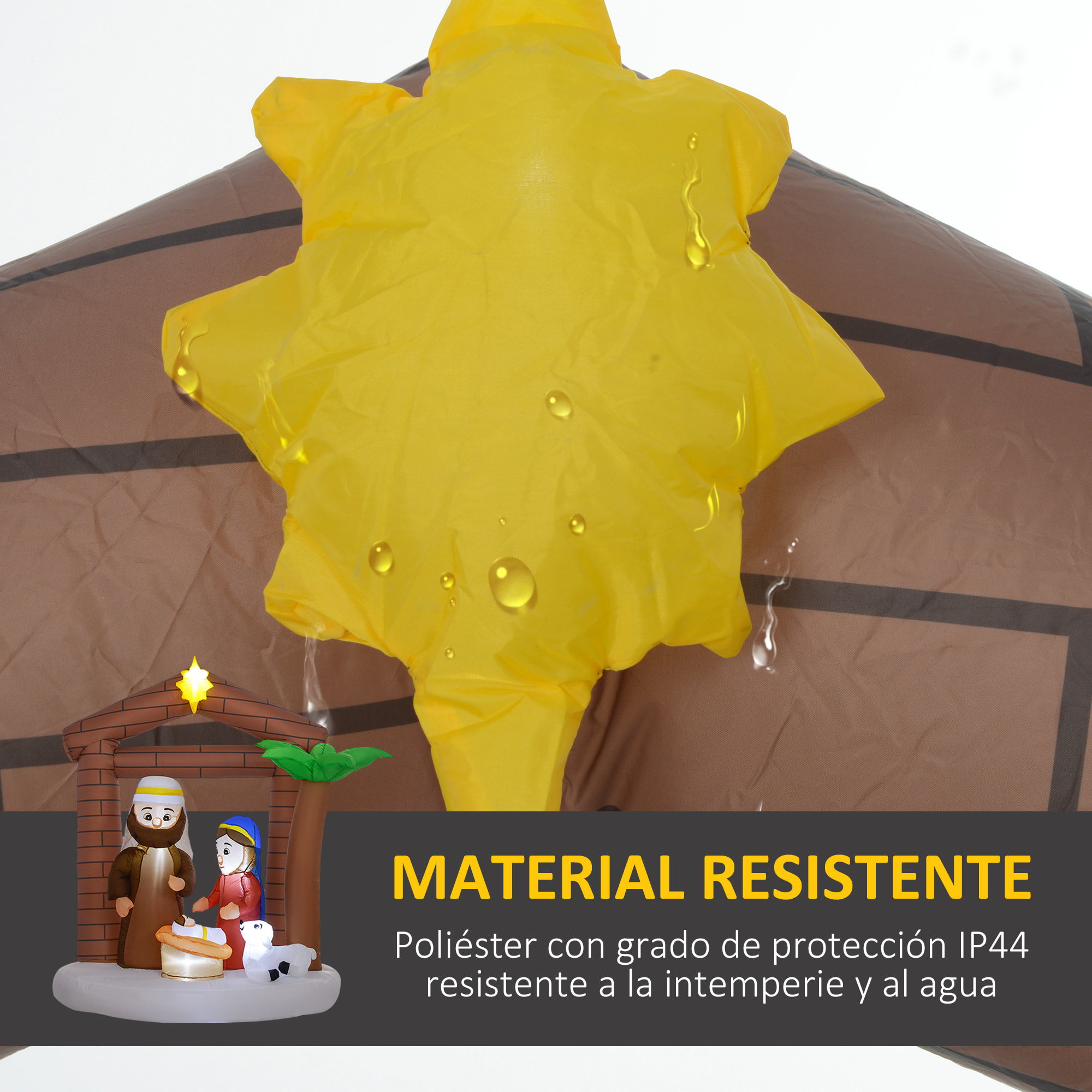 Belén Inflable Navideño Decoración Inflable Navideña con Luces LED e Inflador Hinchable Navidad para Exterior 150x90x185 cm Multicolor
