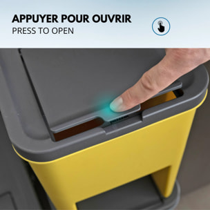 3 poubelle tri Sélectif BERGEN vert bleu jaune 3x20L