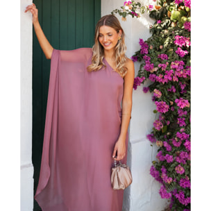 Vestido largo con capa asimétrico