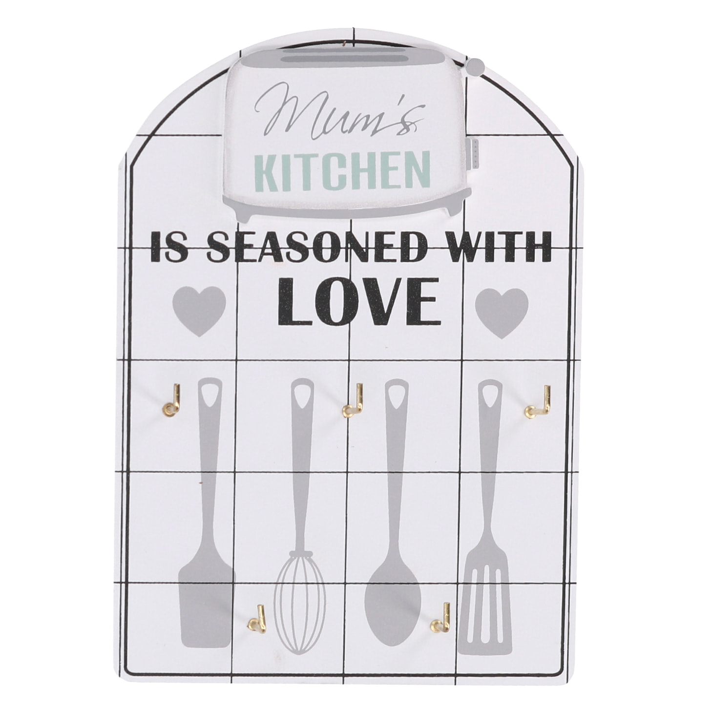 Portachiavi in legno 5 posti, cucina bianco cm13,7x19,5x2,5