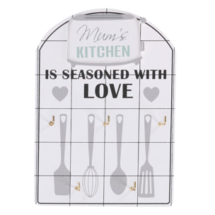 Portachiavi in legno 5 posti, cucina bianco cm13,7x19,5x2,5