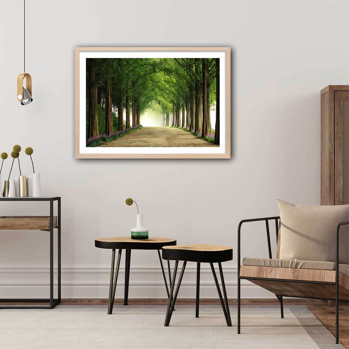 Affiche L'arbre Metasequoia Affiche + cadre en bois - Chêne