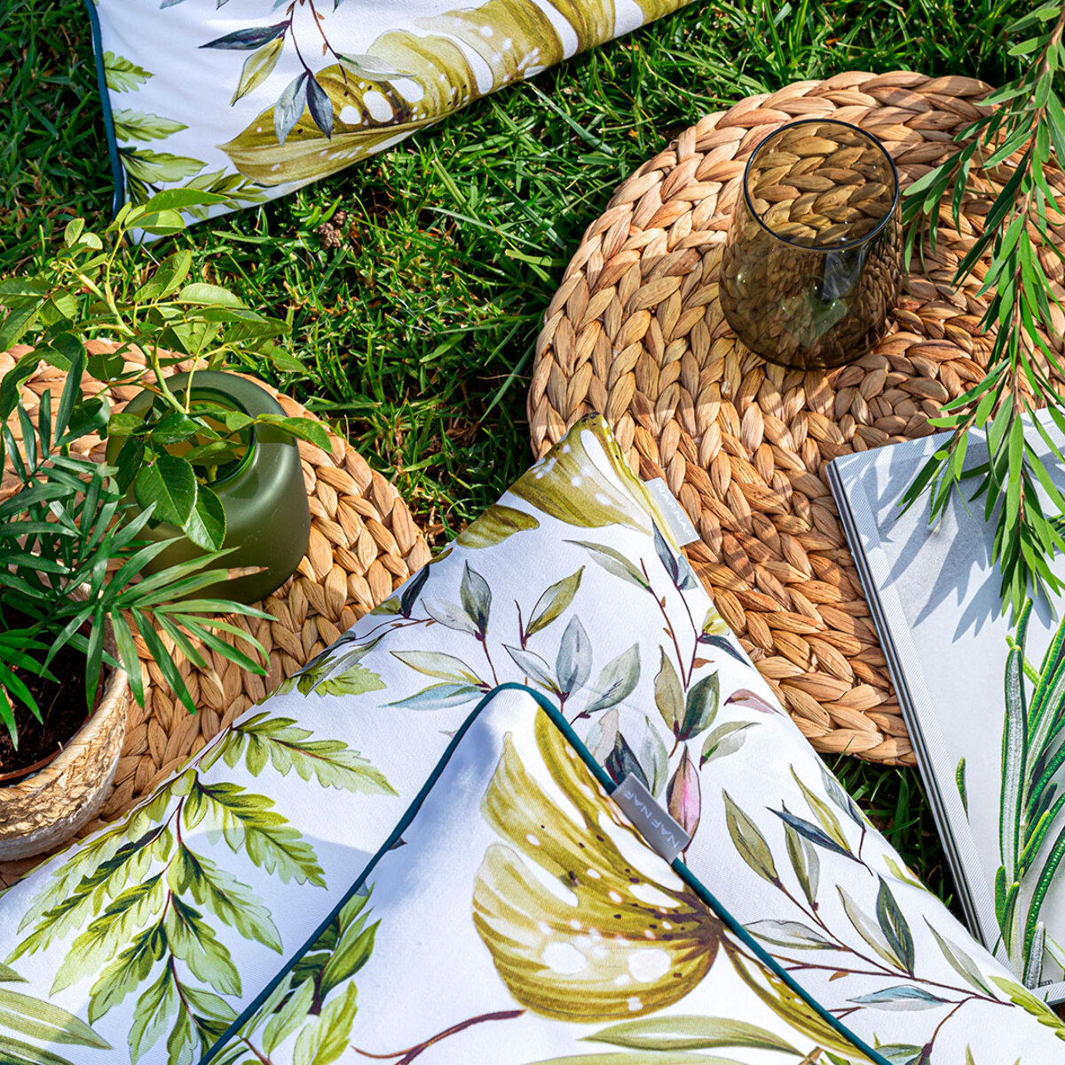 Lot de 2 housses de coussin en coton imprimé STEFANIA- vert