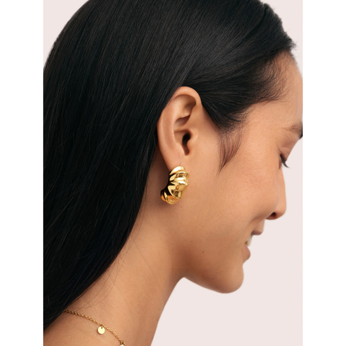 Pendientes Aro Puff Acero Baño Oro