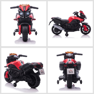 Moto Eléctrica para Niños de 18-48 Meses 6V con Faros Bocina 2 Ruedas de Equilibrio Velocidad 3 km/h Avance y Retroceso Motocicleta de Juguete Carga 25 kg 88,5x42,5x49 cm Rojo