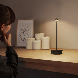 Juego de 2 Lámparas de Mesa Recargables por USB, Lámparas de Mesita de Noche Regulables con Control Táctil, 3000K/4500K/6000K, Luz LED Incluida, para Dormitorio, Salón u Oficina, Negro