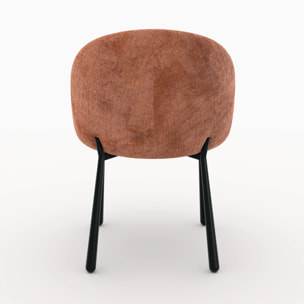 Lot de 2 chaises en velours chenillé terracotta et métal noir - Pulpy