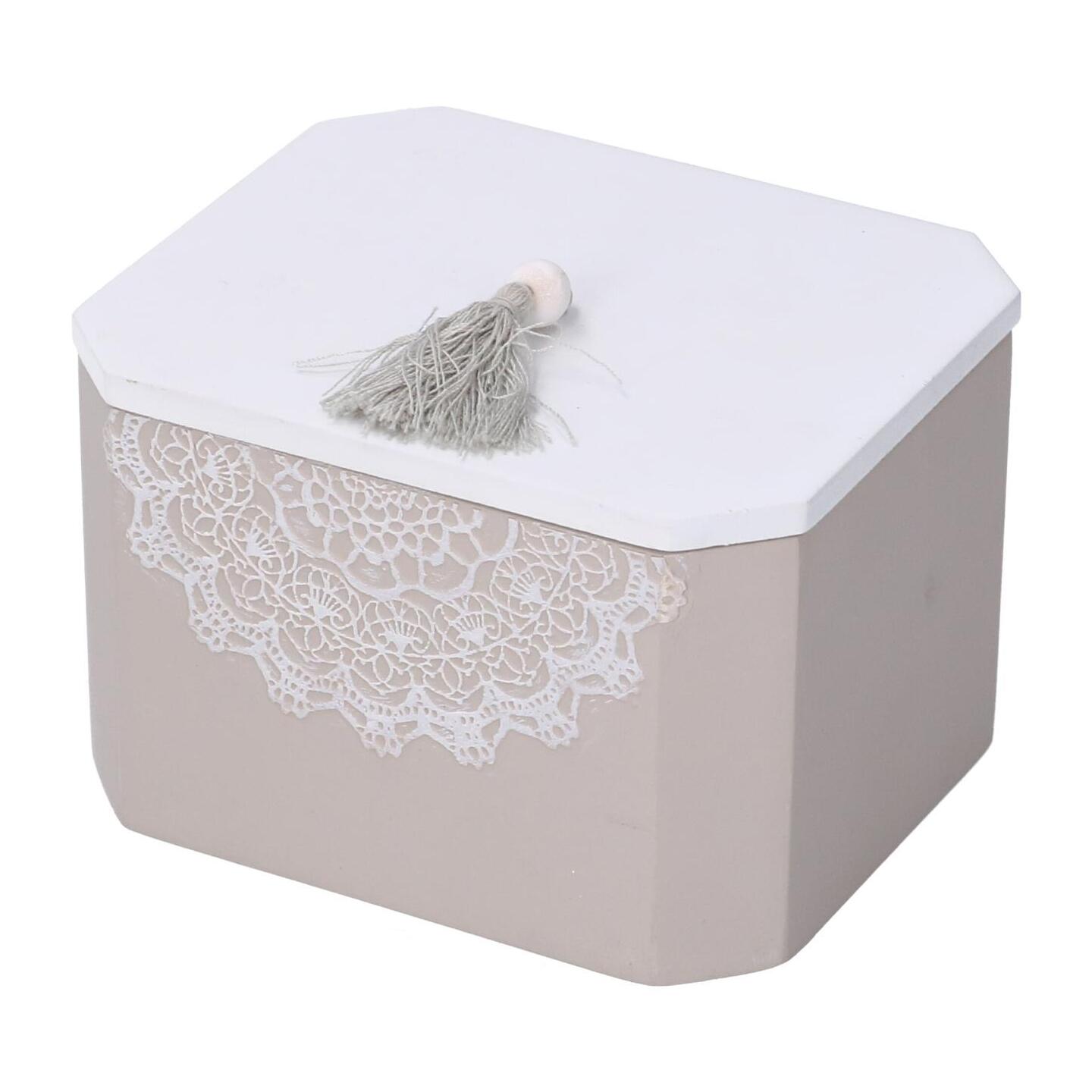 Scatola in legno bianco mandala rettangolare cm8x9,5h6,5