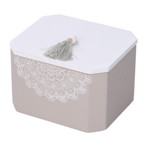 Scatola in legno bianco mandala rettangolare cm8x9,5h6,5