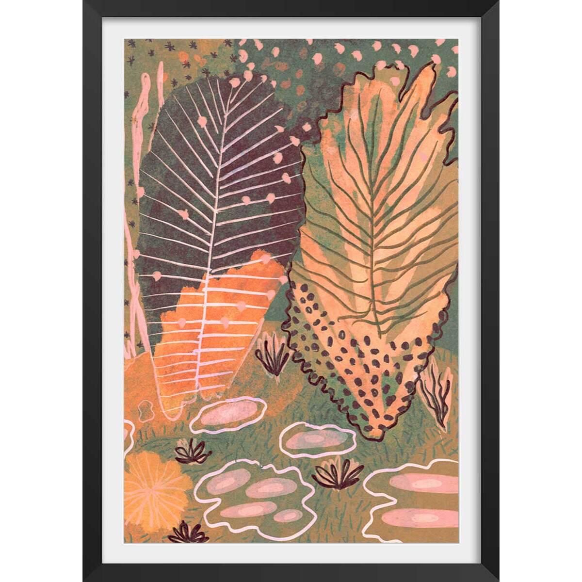 Affiche enfant forêt magique  Affiche + cadre en bois - Noir