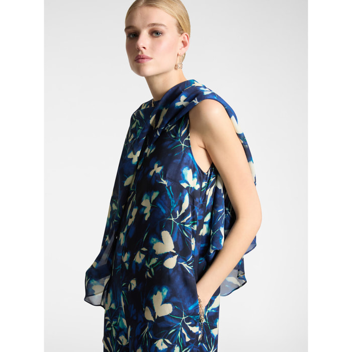Elena Mirò - Completo elegante stampata con tuta e blusa - Blu