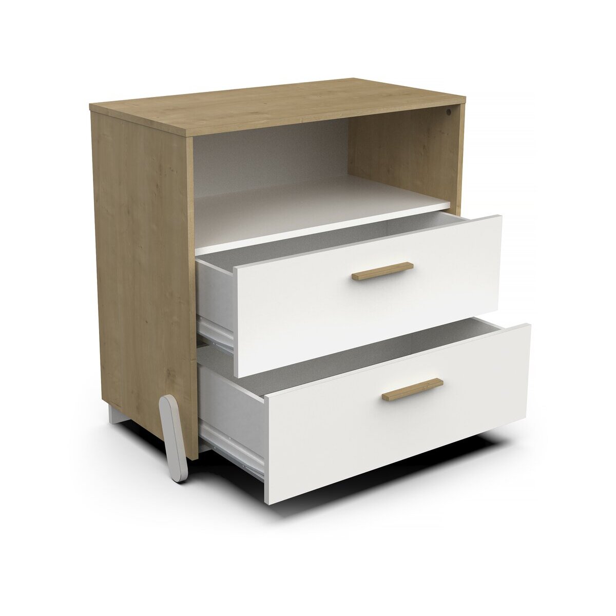 Commode enfant 2 tiroirs et une niche "Naili" - Blanc