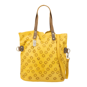 Badia borsa shopper donna. Pelle autentica Napa con design di stelle perforate.