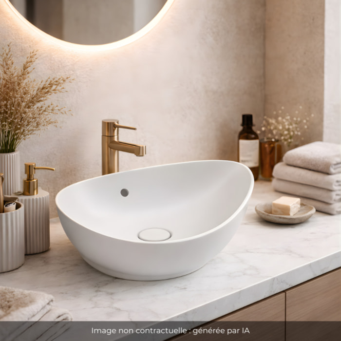 Vasque asymétrique à poser Nouvelle vague satinée blanc