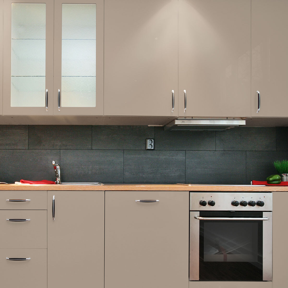 Rouleau adhésif décoratif Vinyle au Mètre - Taupe - Sticker Lavable Imperméable Mur Cuisine Meubles