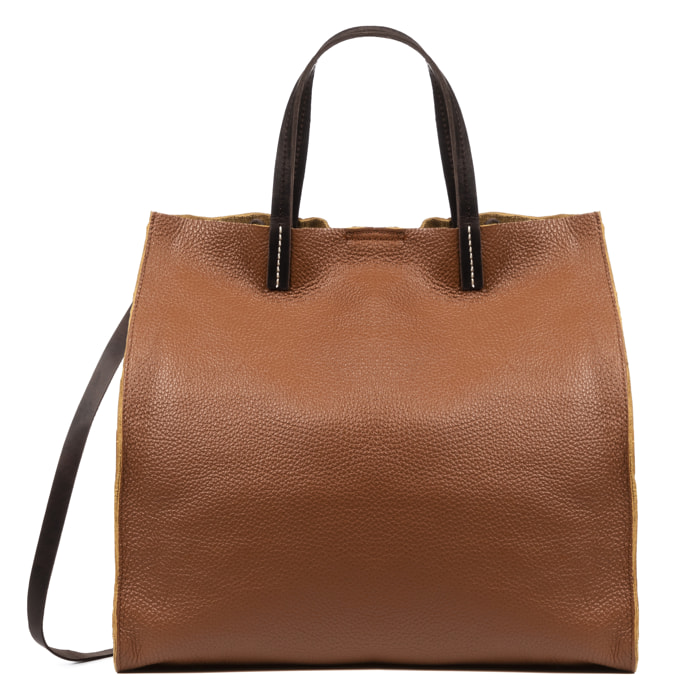 Borsa Shopper Donna Bianca Dollaro in Vera Pelle