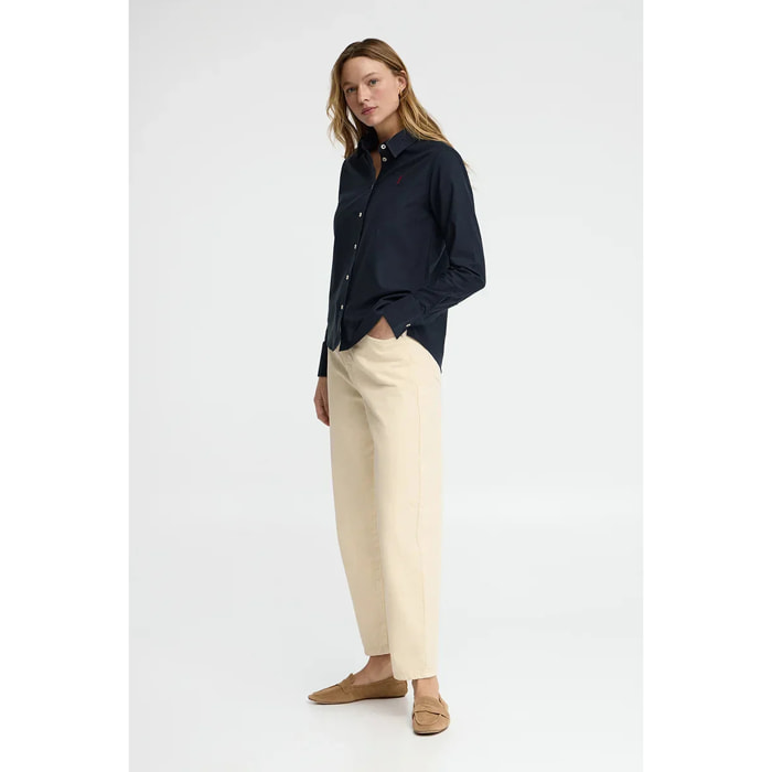 Camicia oxford blu marino regular fit con ricamo Rigby Go