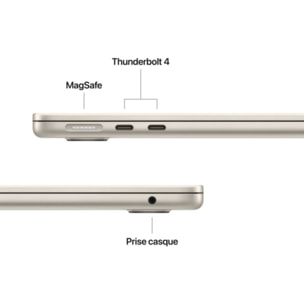 Ordinateur Apple MACBOOK Air 13" Puce M5 CPU 10 / GPU 8 coeurs Mémoire RAM 16Go Stockage 512Go SSD Lumière stellaire