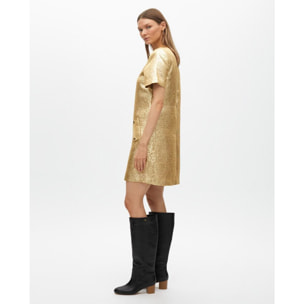 Abito corto craquelato dorato