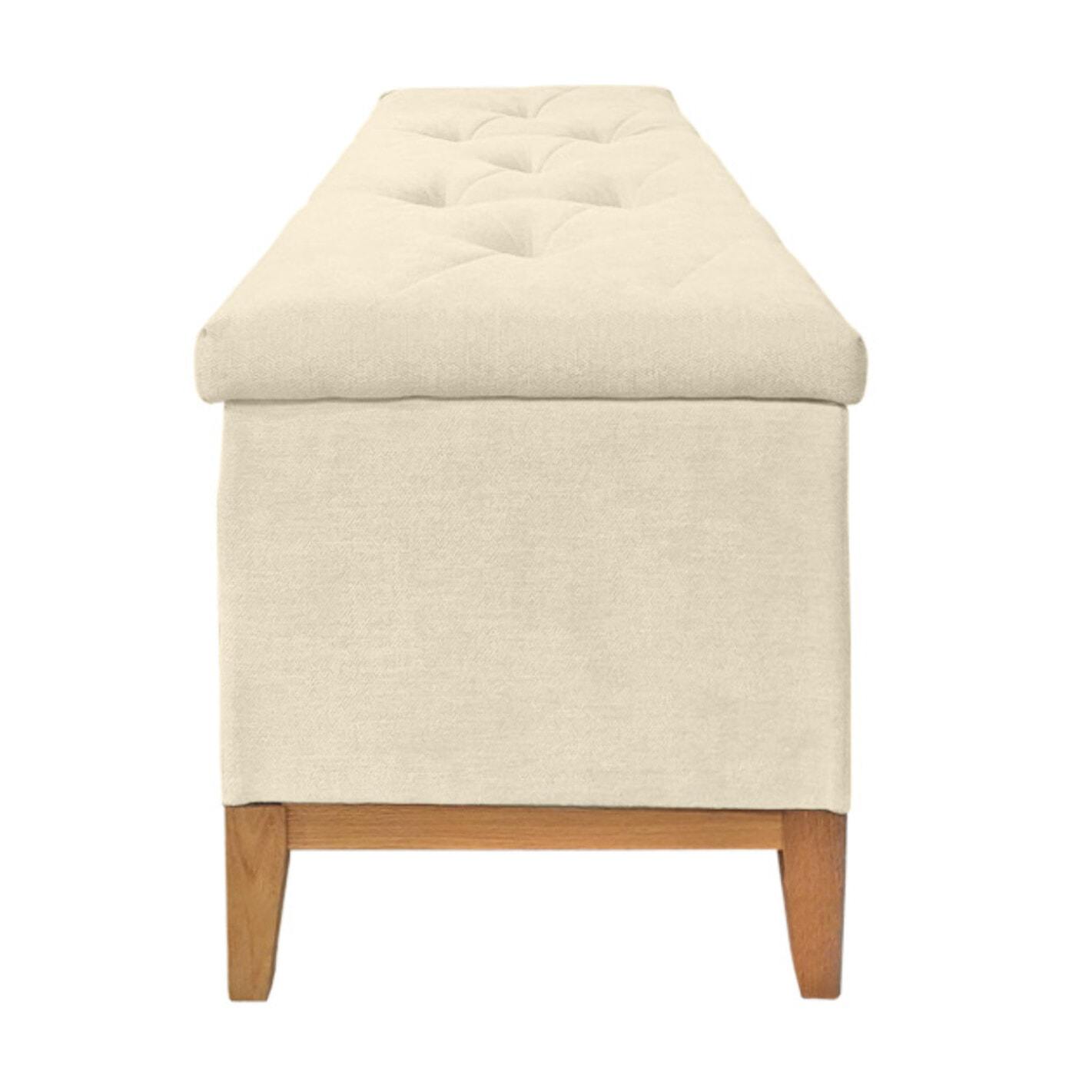 Banc de lit avec coffre de rangement en tissu écru - LAUSANNE