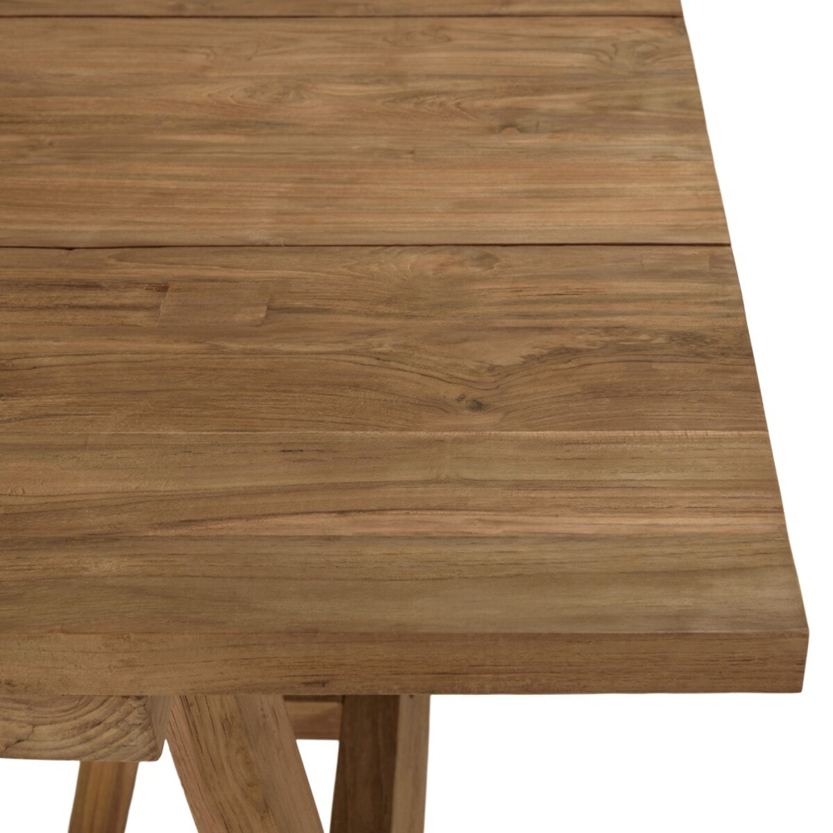 KALLY - Ensemble de jardin en bois teck recyclé et rotin synth. 6 pers (table et chaises)