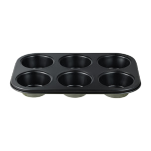 Molde para 6 magdalenas 26,5x18,5x3 cm acero carbono, antiadherente para muffins y repostería expert san ignacio