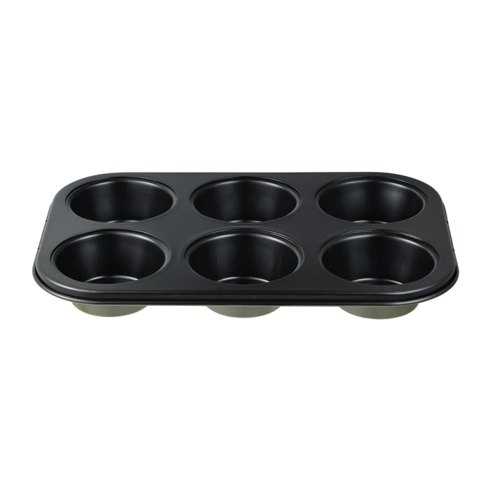 Molde para 6 magdalenas 26,5x18,5x3 cm acero carbono, antiadherente para muffins y repostería expert san ignacio
