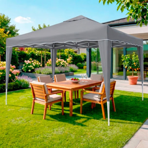 Gazebo Pieghevole 3x4 M in Acciaio con Telo Idrorepellente 160 g/m² Anti-UV Struttura Robusta Apertura Rapida a Fisarmonica con Borsa 4 Sacche Grigio