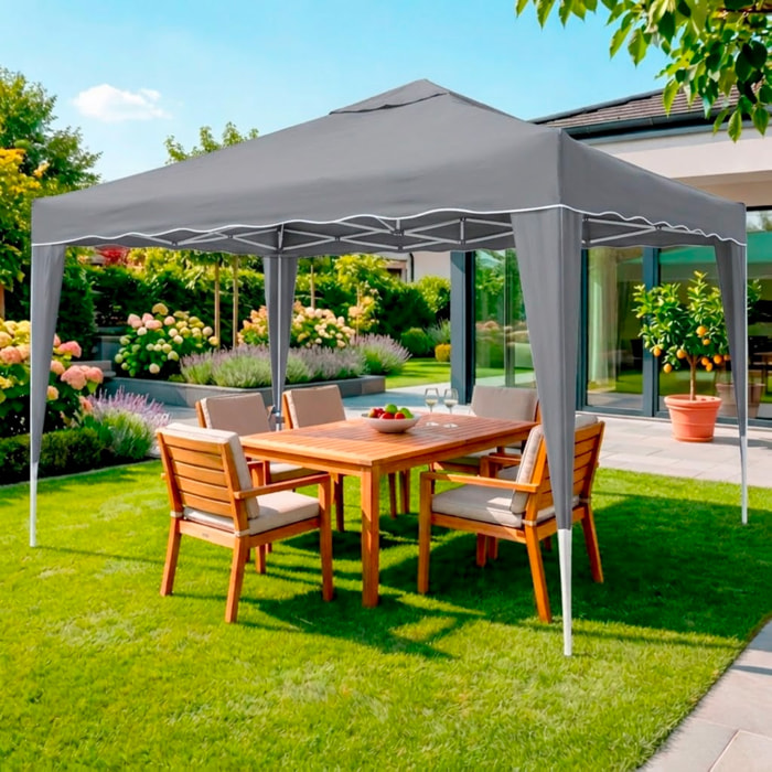 Gazebo Pieghevole 3x4 M in Acciaio con Telo Idrorepellente 160 g/m² Anti-UV Struttura Robusta Apertura Rapida a Fisarmonica con Borsa 4 Sacche Grigio
