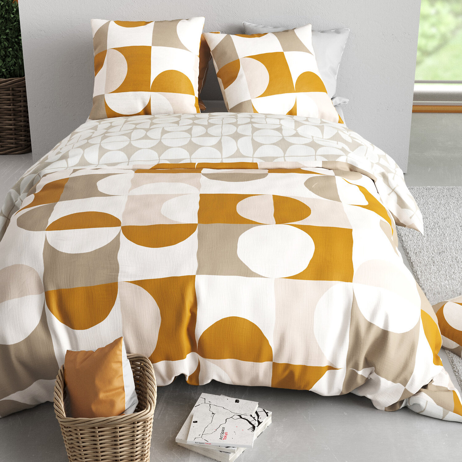 Parure housse de couette 3pcs 100% coton 57 fils soizic