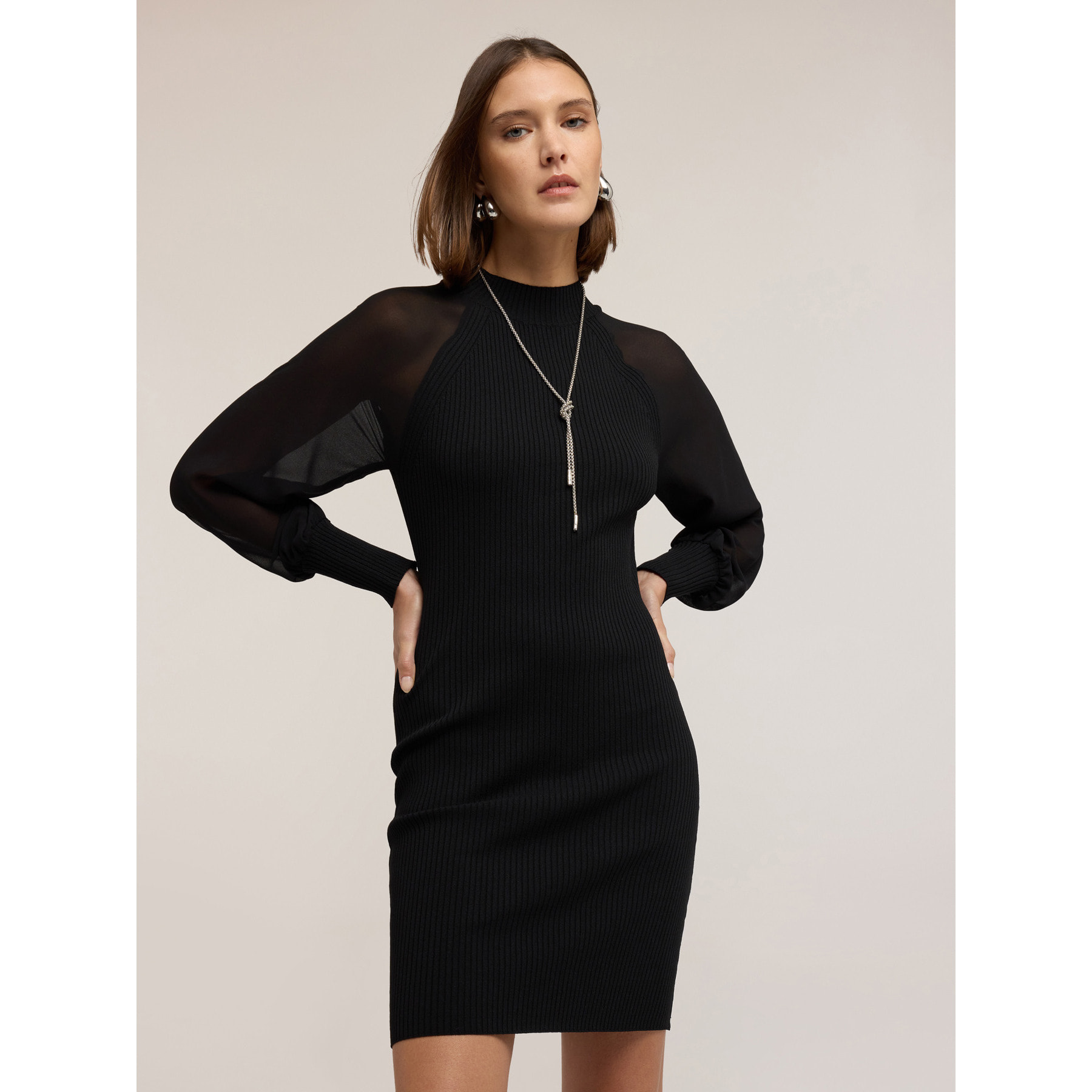 Motivi - Vestido de punto con mangas raglan - Negro